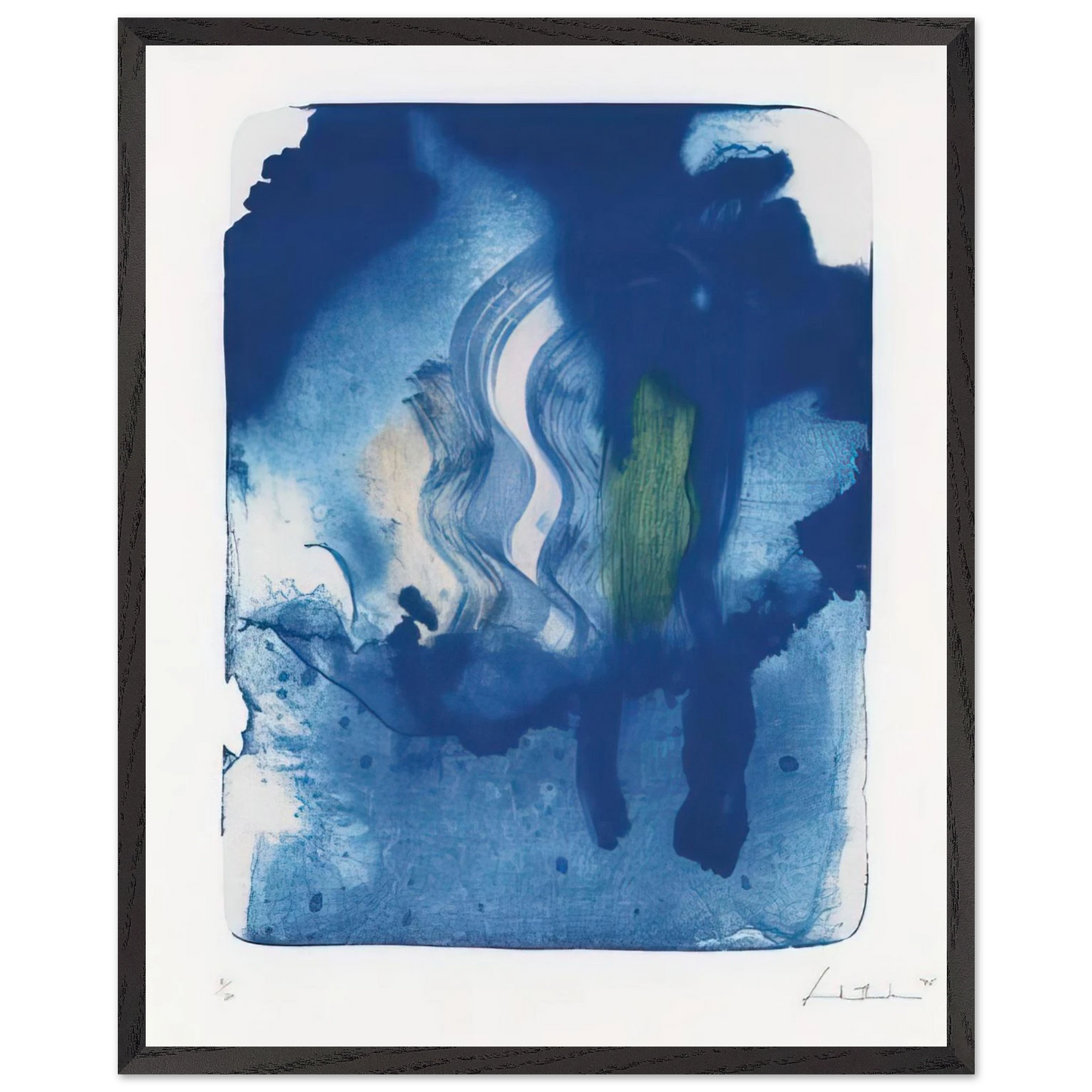Helen Frankenthaler - Reflections V - 1995 Wall art - 13x18 cm / 5x7 inches - Premium Wooden Framed Poster With Fine Art Paper-canvas - Wood frame