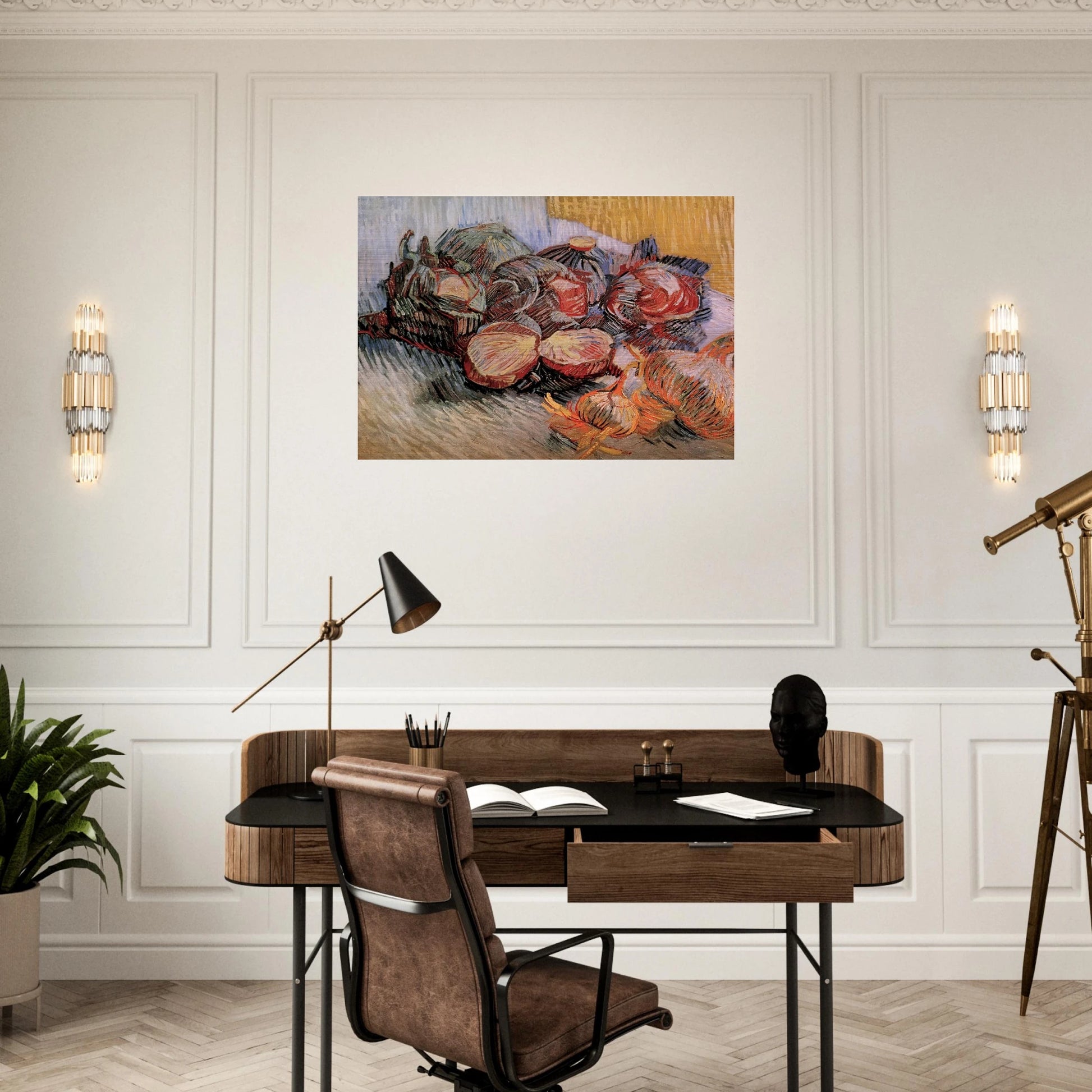 Still Life with Red Cabbages and Onions - Vincent van Gogh Brushed Aluminum Print - 70x100 cm / 28x40 inches | Vincent van Gogh Aluminum Print | Vincent van Gogh Prints