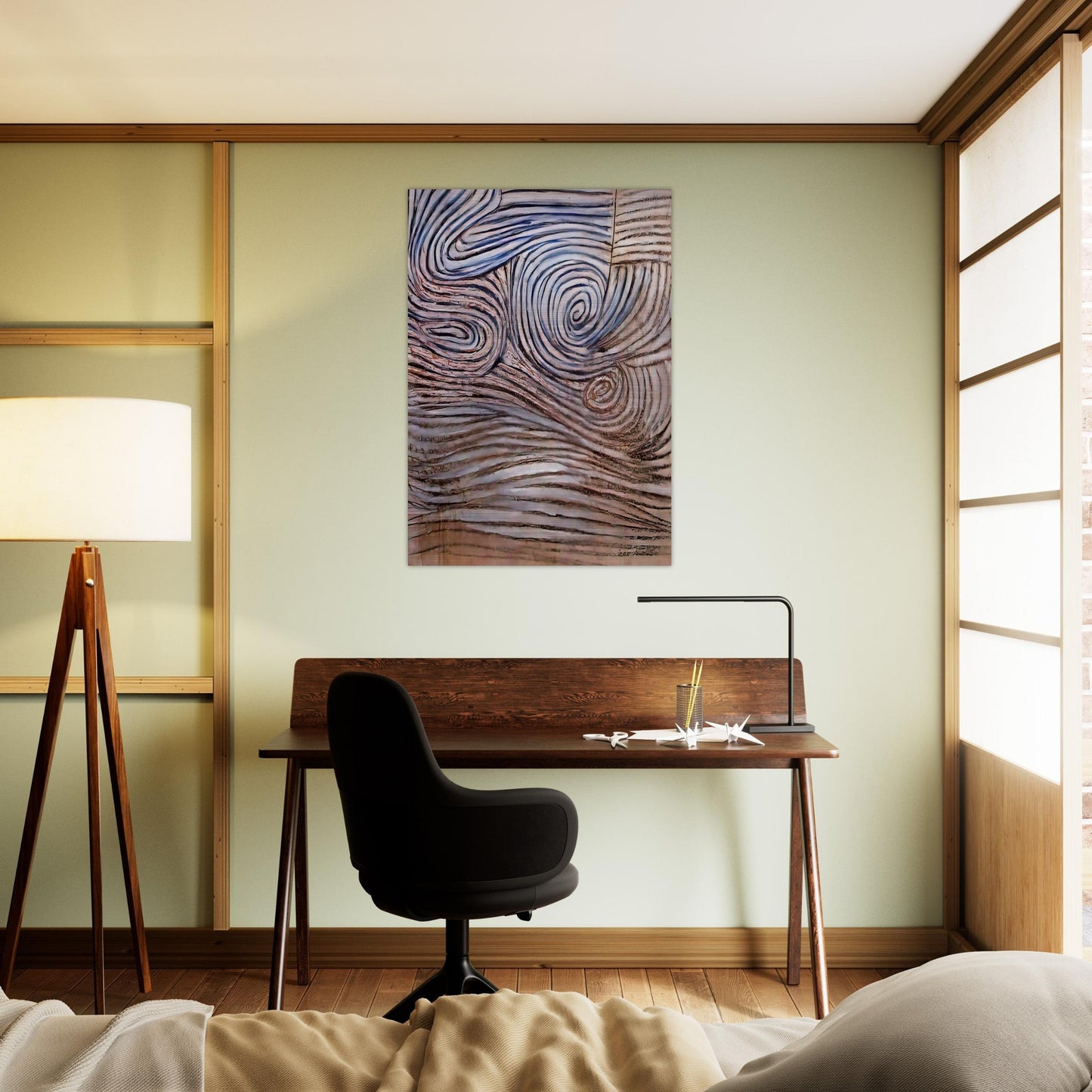 SPIRAL MOTIF IN WHITE BLACK AND INDIGO 1951 - Victor Pasmore Brushed Aluminum Print - 70x100 cm / 28x40 inches | Victor Pasmore Aluminum Print | Victor Pasmore Prints