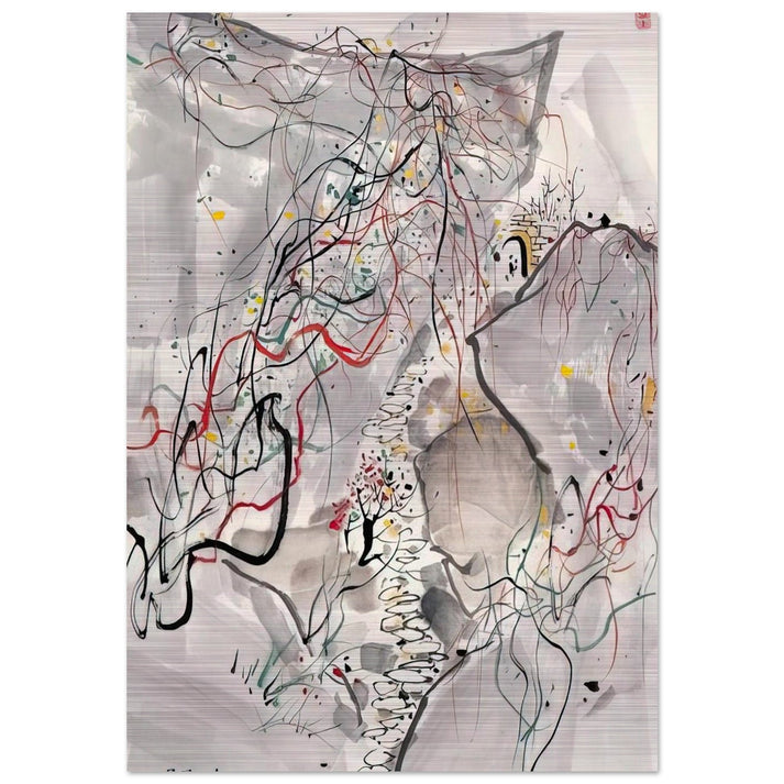 武夷山径 - Abstract Expressionism, Ink and wash painting - Wu Guanzhong Brushed Aluminum Print - 70x100 cm / 28x40 inches | Wu Guanzhong Aluminum Print | Wu Guanzhong Prints