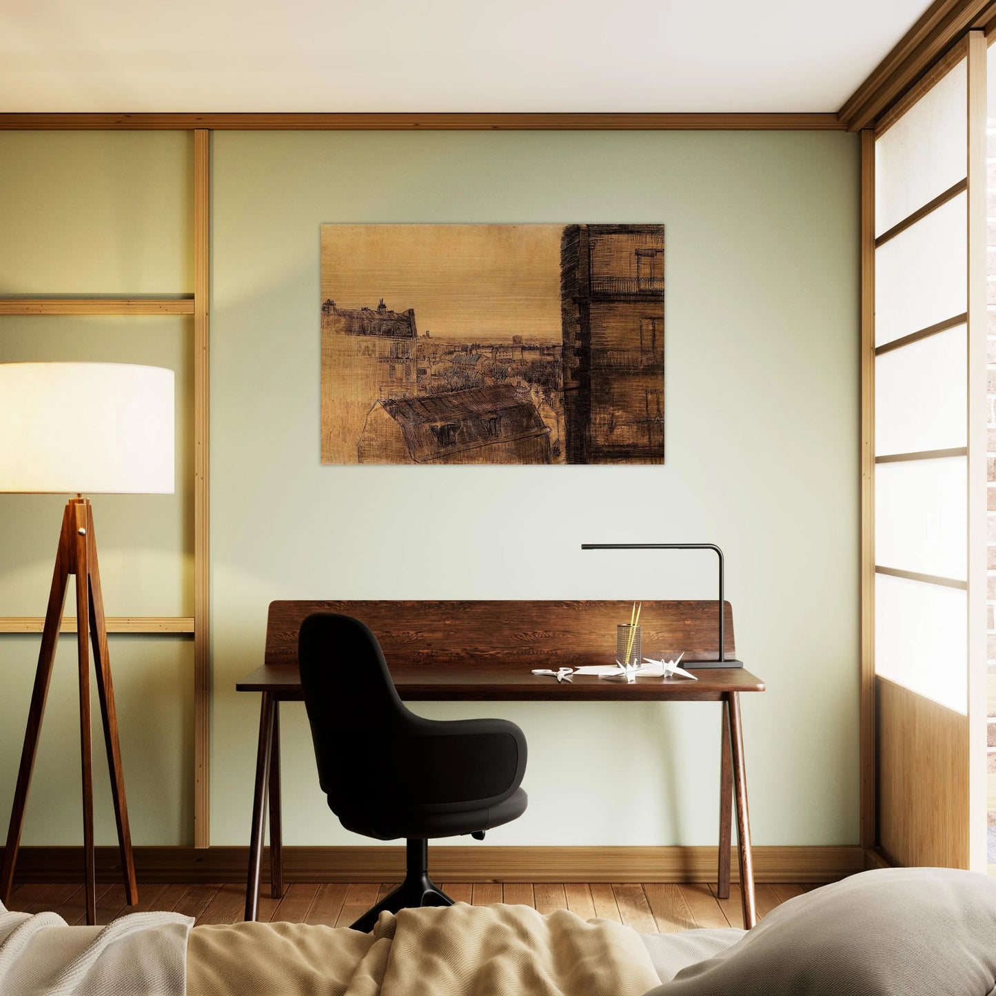 View from the Apartment in the Rue Lepic - Vincent van Gogh Brushed Aluminum Print - 70x100 cm / 28x40 inches | Vincent van Gogh Aluminum Print | Vincent van Gogh Prints