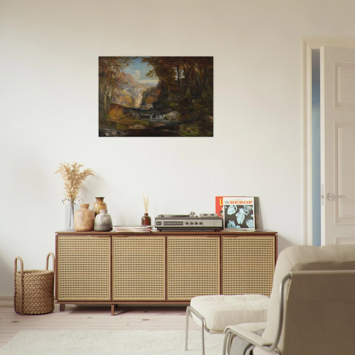 A Scene on the Tohickon Creek Autumn - Thomas Moran Brushed Aluminum Print - 70x100 cm / 28x40 inches | Thomas Moran Aluminum Print | Thomas Moran Prints