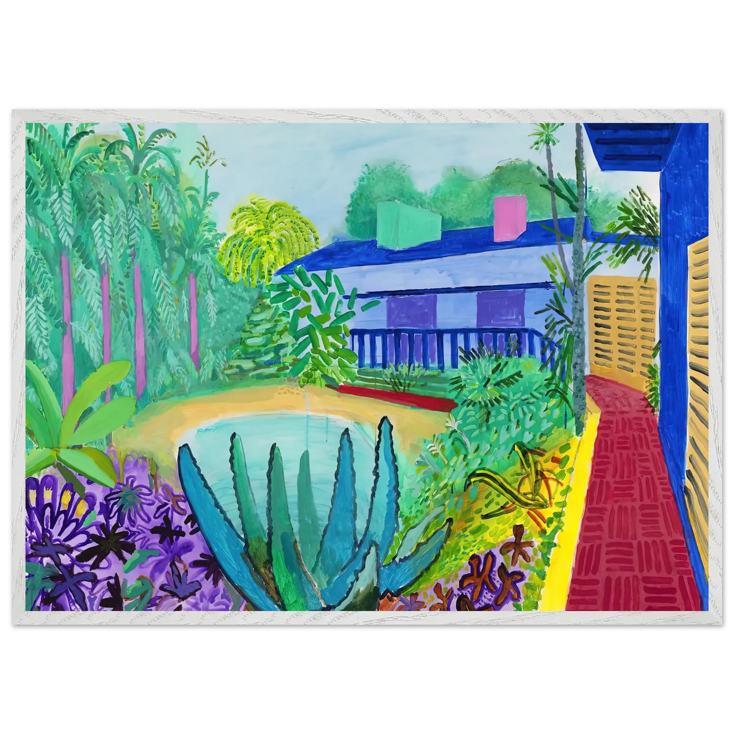 David Hockney - David Hockney Wall art - 20x25 cm / 8x10 Inches - Premium Wooden Framed Poster With Fine Art Paper - White frame