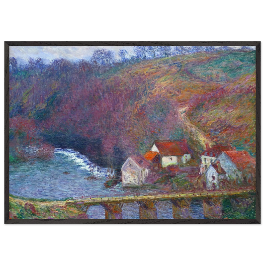 The Grande Creuse by the Bridge at Vervy - claude monet 70x100 cm / 28x40 inches Framed Art Print – Black Wooden Frame