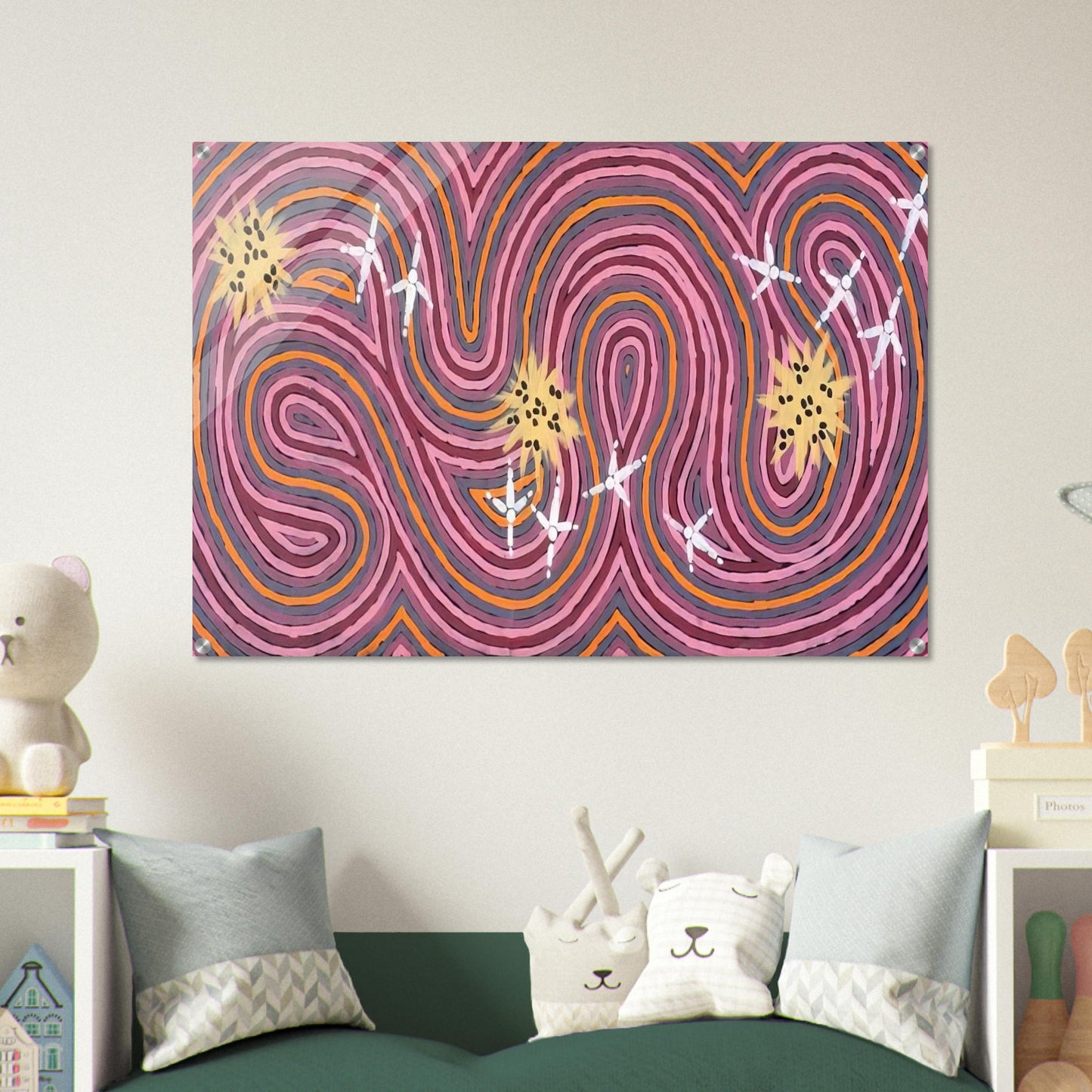 Worm Dreaming - 1996 - Clifford Possum Tjapaltjarri Acrylic Print - 70x100 cm / 28x40″ inches | Clifford Possum Tjapaltjarri Wall Art | Clifford Possum Tjapaltjarri Prints