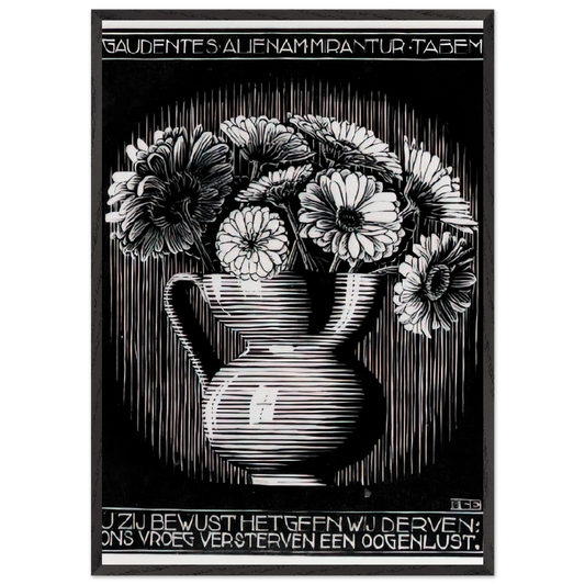 EMBLEMATA VASE - MC Escher 70x100 cm / 28x40 inches Framed Art Print – Black Wooden Frame | Maurits Cornelis Escher Prints