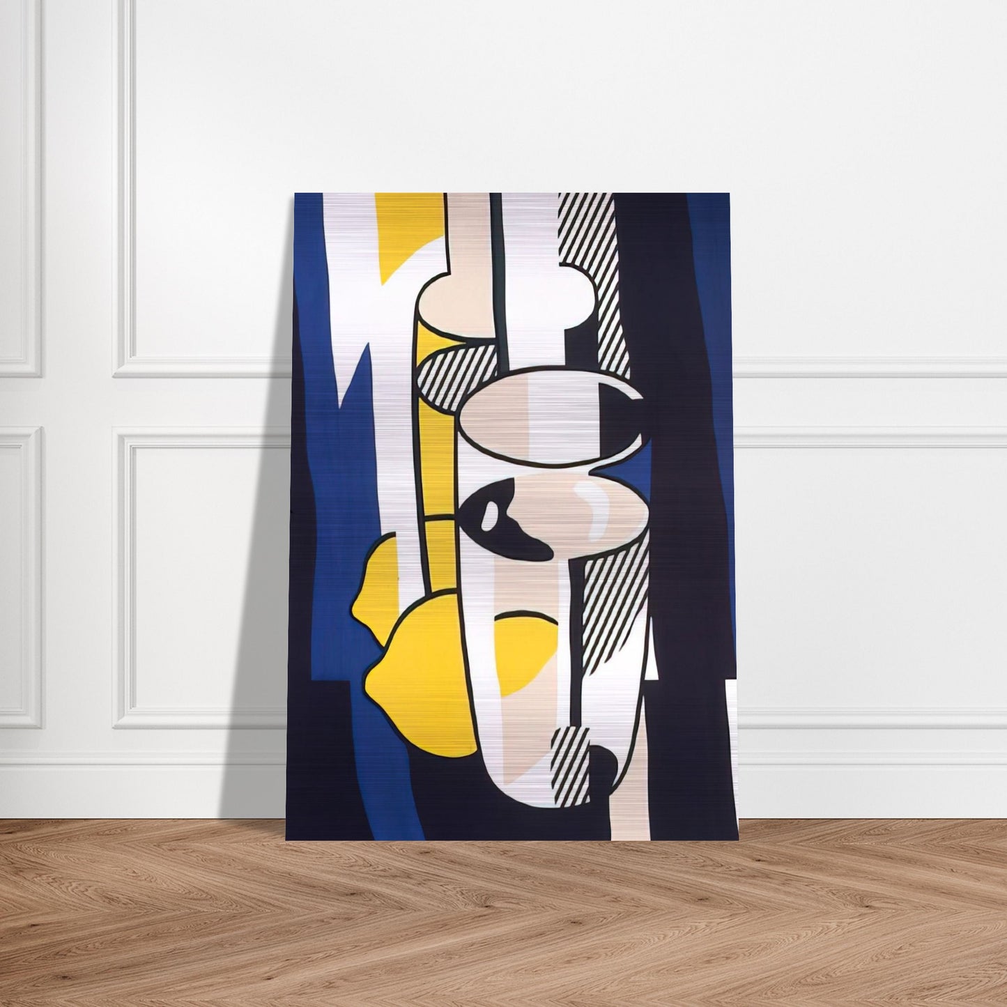 GLASS AND LEMON IN A MIRROR 1974 - Roy Lichtenstein Brushed Aluminum Print - 70x100 cm / 28x40 inches | Roy Lichtenstein Aluminum Print | Roy Lichtenstein Prints