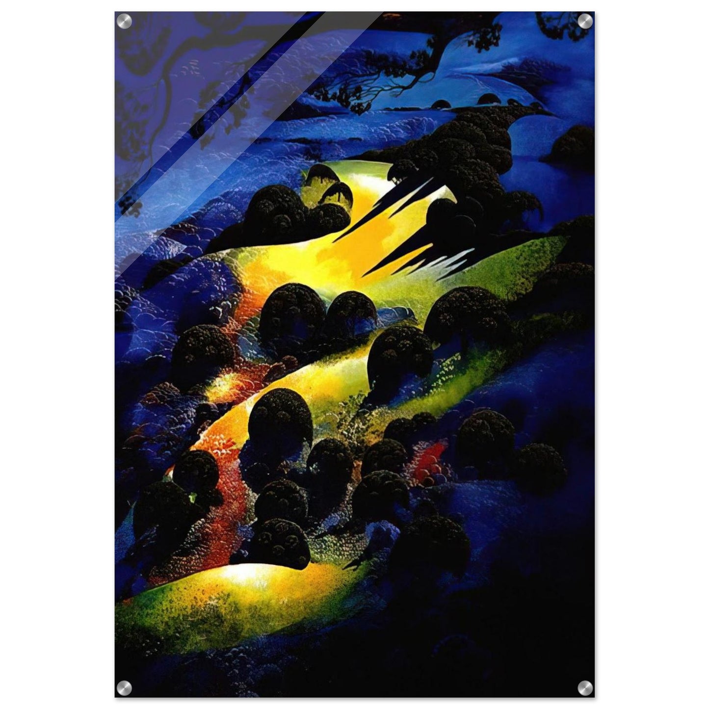 Sunset Flame - Eyvind Earle Acrylic Print - 70x100 cm / 28x40″ inches