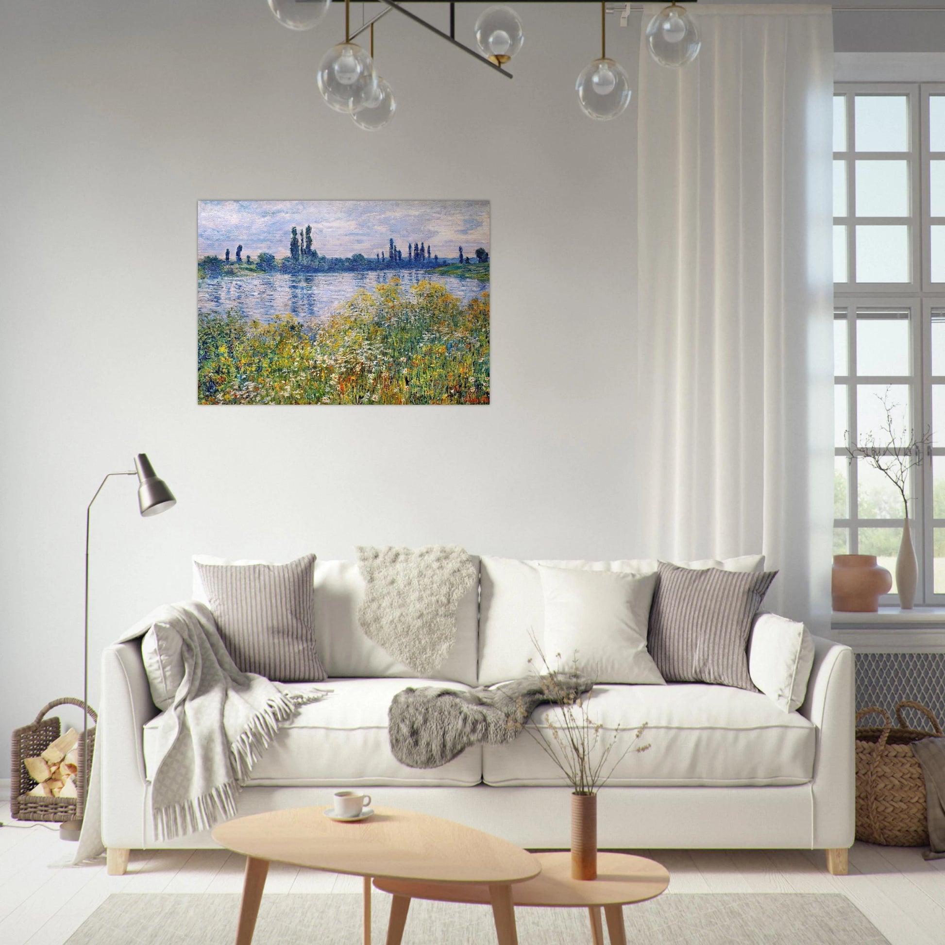 Flowers on the Banks of Seine near Vetheuil - claude monet Brushed Aluminum Print - 70x100 cm / 28x40 inches | claude monet Aluminum Print | claude monet Prints