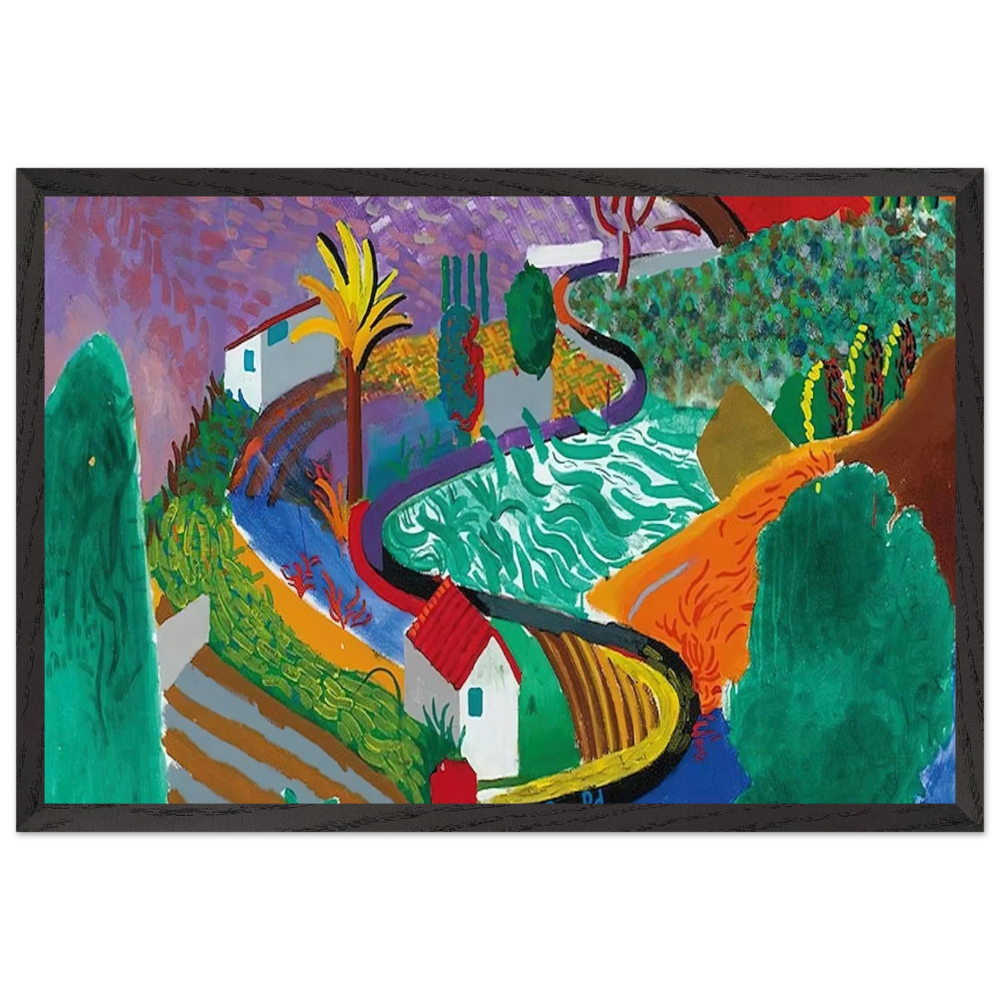 David Hockney - David Hockney Wall art - 27x35 cm / 11x14 inches - Premium Wooden Framed Poster With Fine Art Paper-canvas - White frame