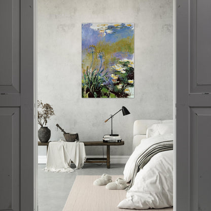 Agapanthus - claude monet Brushed Aluminum Print - 70x100 cm / 28x40 inches | claude monet Aluminum Print | claude monet Prints