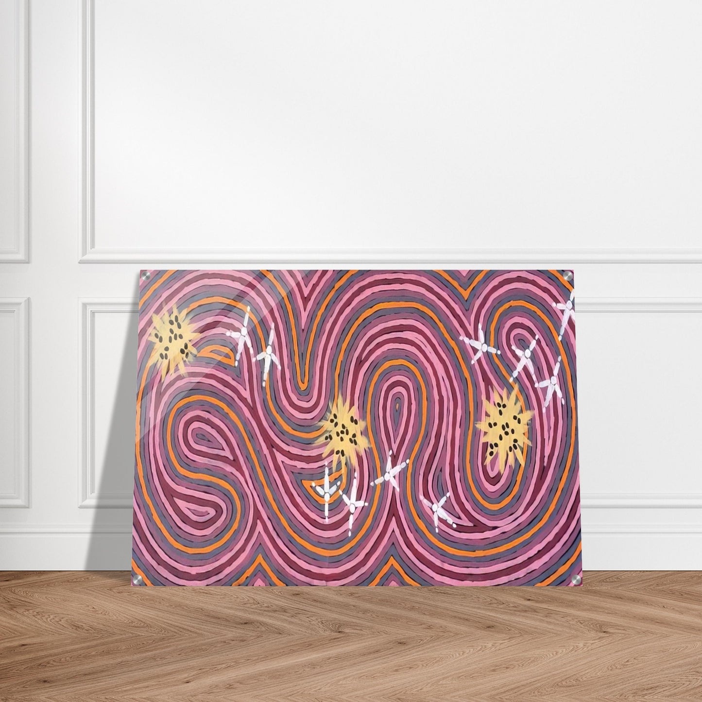 Worm Dreaming - 1996 - Clifford Possum Tjapaltjarri Acrylic Print - 70x100 cm / 28x40″ inches | Clifford Possum Tjapaltjarri Wall Art | Clifford Possum Tjapaltjarri Prints