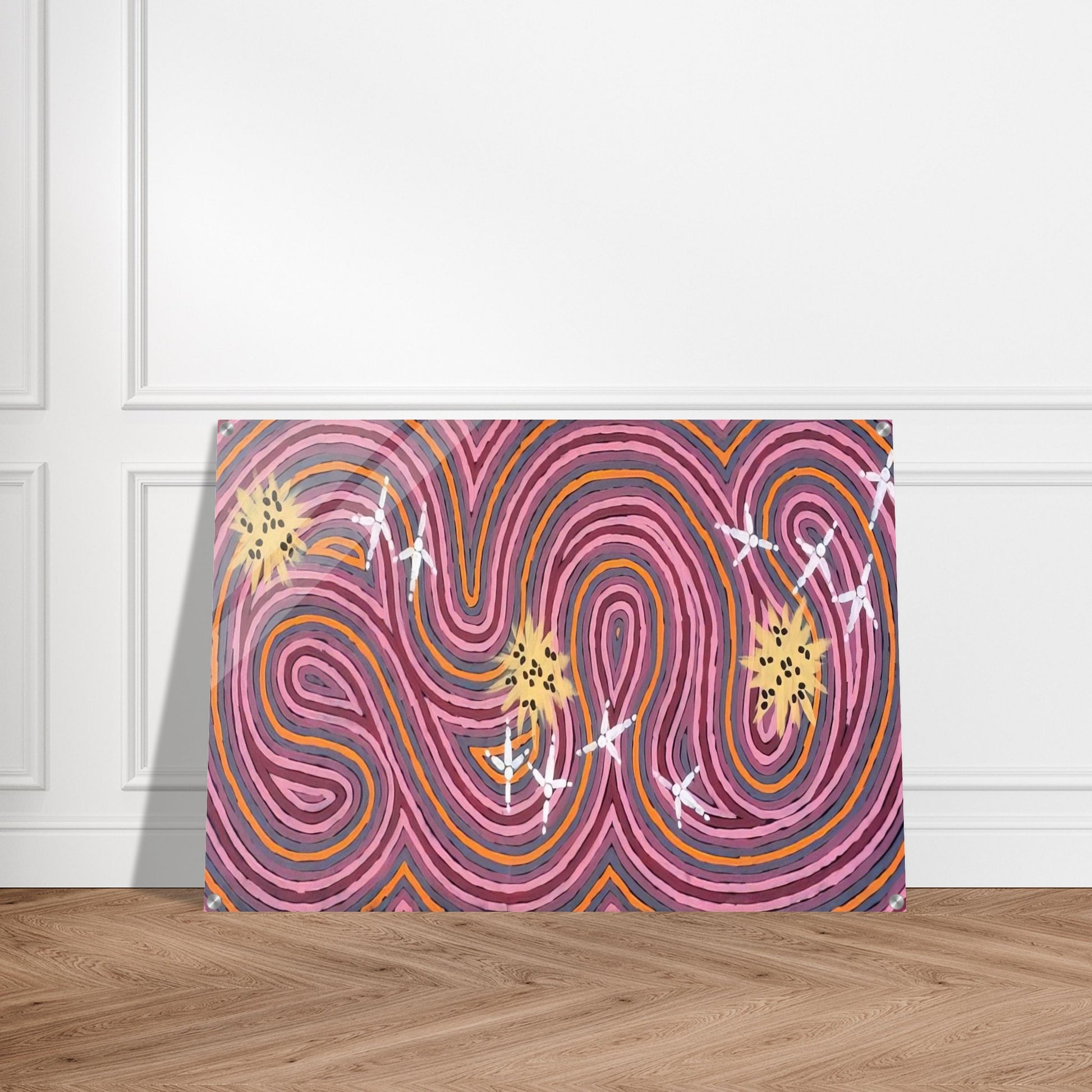 Worm Dreaming - 1996 - Clifford Possum Tjapaltjarri Acrylic Print - 70x100 cm / 28x40″ inches | Clifford Possum Tjapaltjarri Wall Art | Clifford Possum Tjapaltjarri Prints