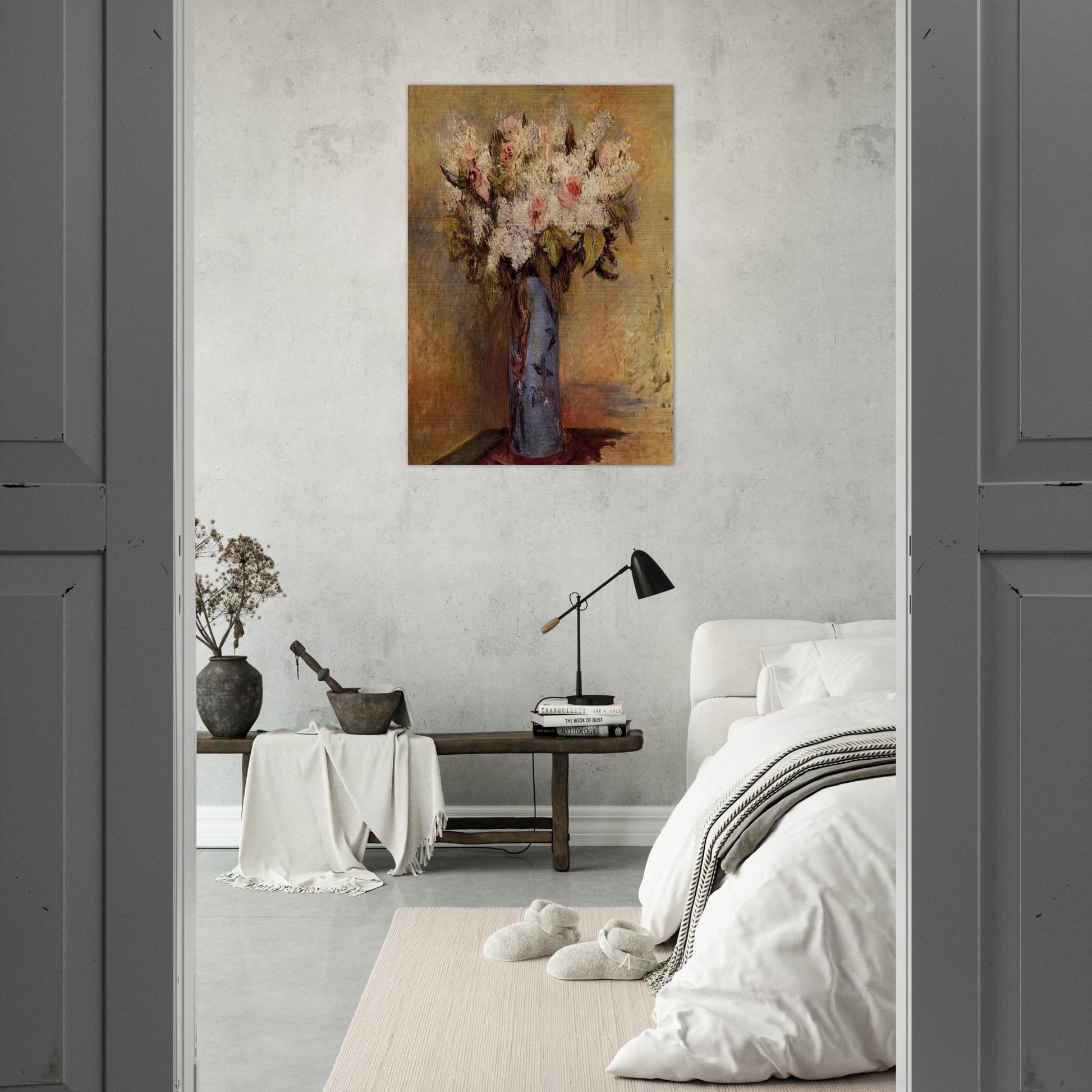 Vase of Lilacs and Roses - Pierre-Auguste Renoir Brushed Aluminum Print - 70x100 cm / 28x40 inches | Pierre-Auguste Renoir Aluminum Print | Pierre-Auguste Renoir Prints