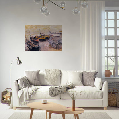 Boats on the Beach - claude monet Brushed Aluminum Print - 70x100 cm / 28x40 inches | claude monet Aluminum Print | claude monet Prints