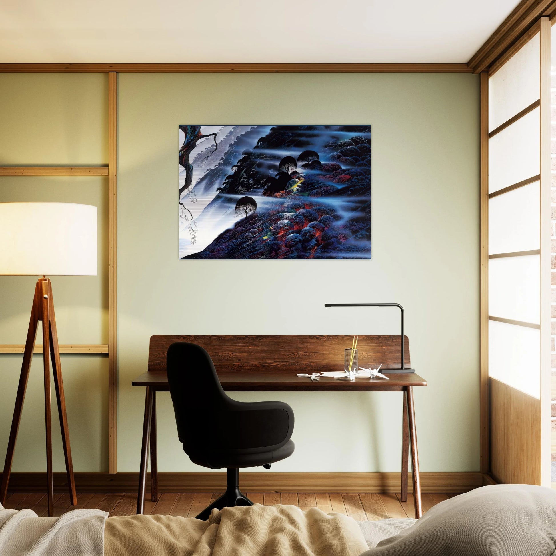 Blue Light - Eyvind Earle Brushed Aluminum Print - 70x100 cm / 28x40 inches | Eyvind Earle Aluminum Print | Eyvind Earle Prints