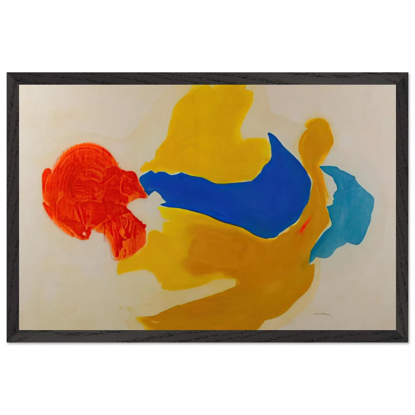 Helen Frankenthaler - Blue Jay - 1963  United States Wall art - 40x50 cm / 16x20 Inches - Premium Wooden Framed Poster With Fine Art Paper - Wood frame