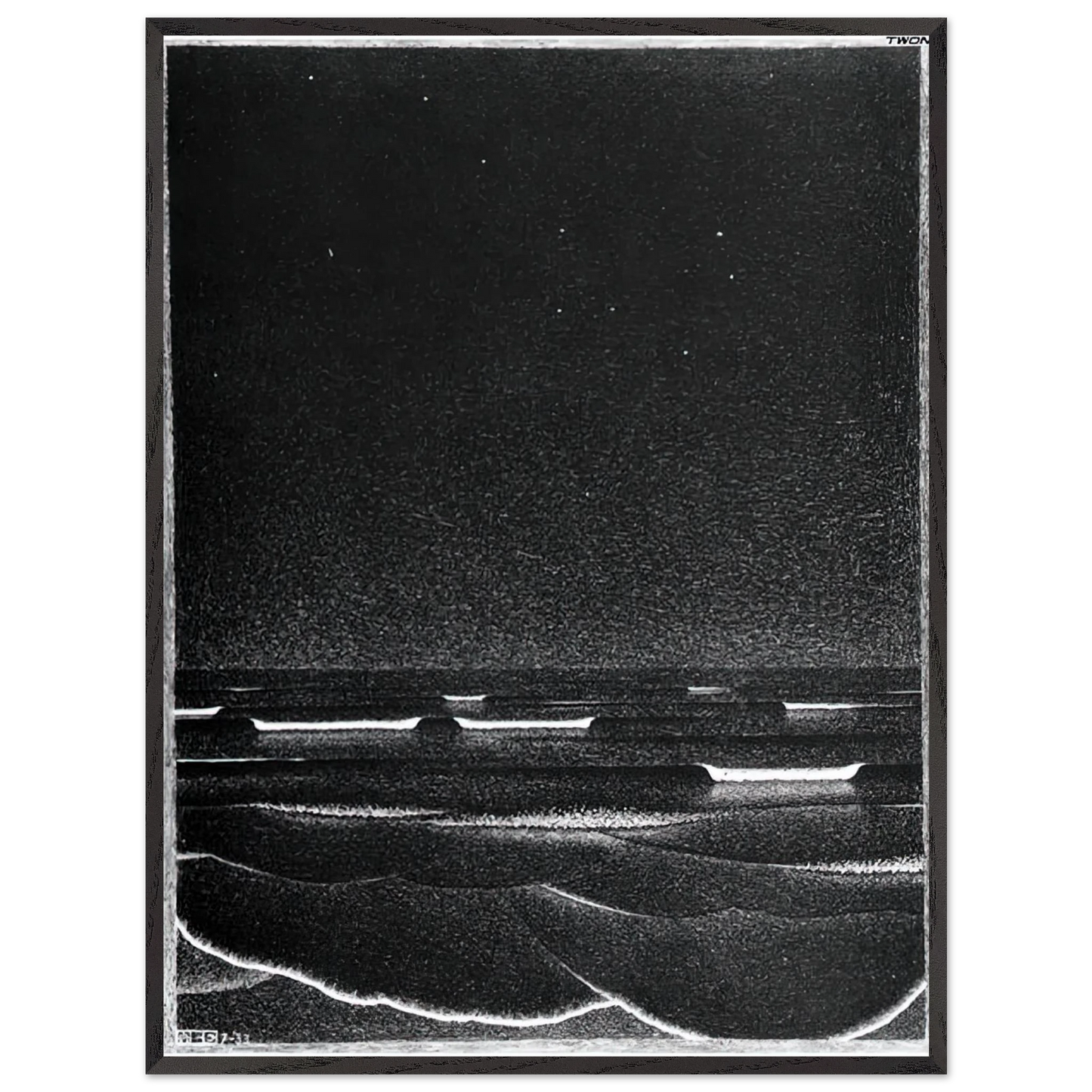 MC Escher - FLUORESCENT SEA Wall Art - 21x29.7 cm / 8x12" - Premium Wooden Framed Poster With Fine Art Paper - White frame