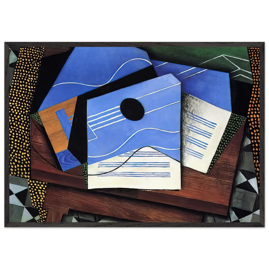 GUITAR ON A TABLE 1915 - Juan Gris 70x100 cm / 28x40 inches Framed Art Print – Black Wooden Frame