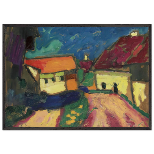 LANDSCHAFTSTUDIE DORFSTRASSE 1908 - Alexej von Jawlensky 70x100 cm / 28x40 inches Framed Art Print – Black Wooden Frame