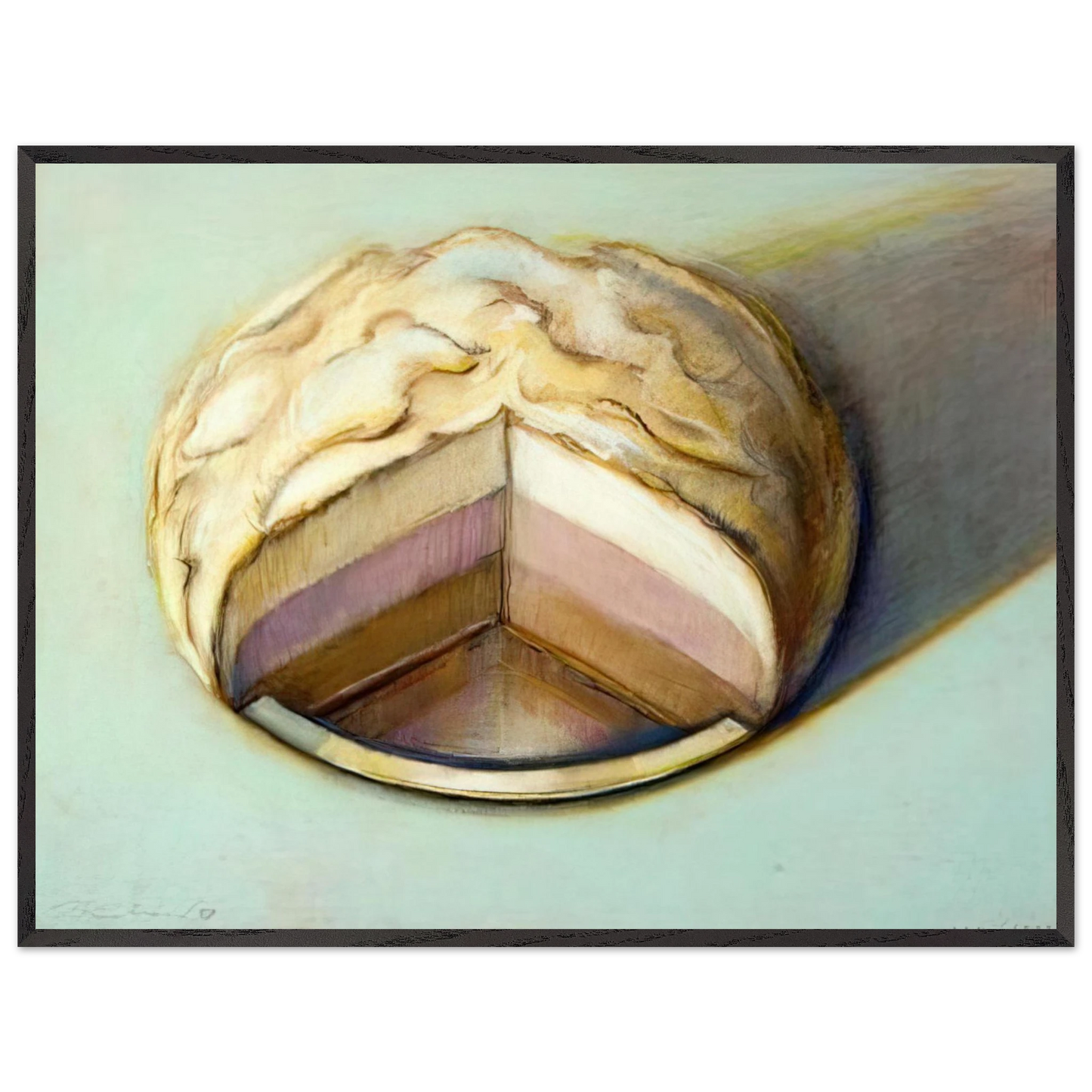 Wayne Thiebaud - Neapolitan Meringue - 1999 Wall Art - 21x29.7 cm / 8x12" - Premium Wooden Framed Poster With Fine Art Paper - Wood frame
