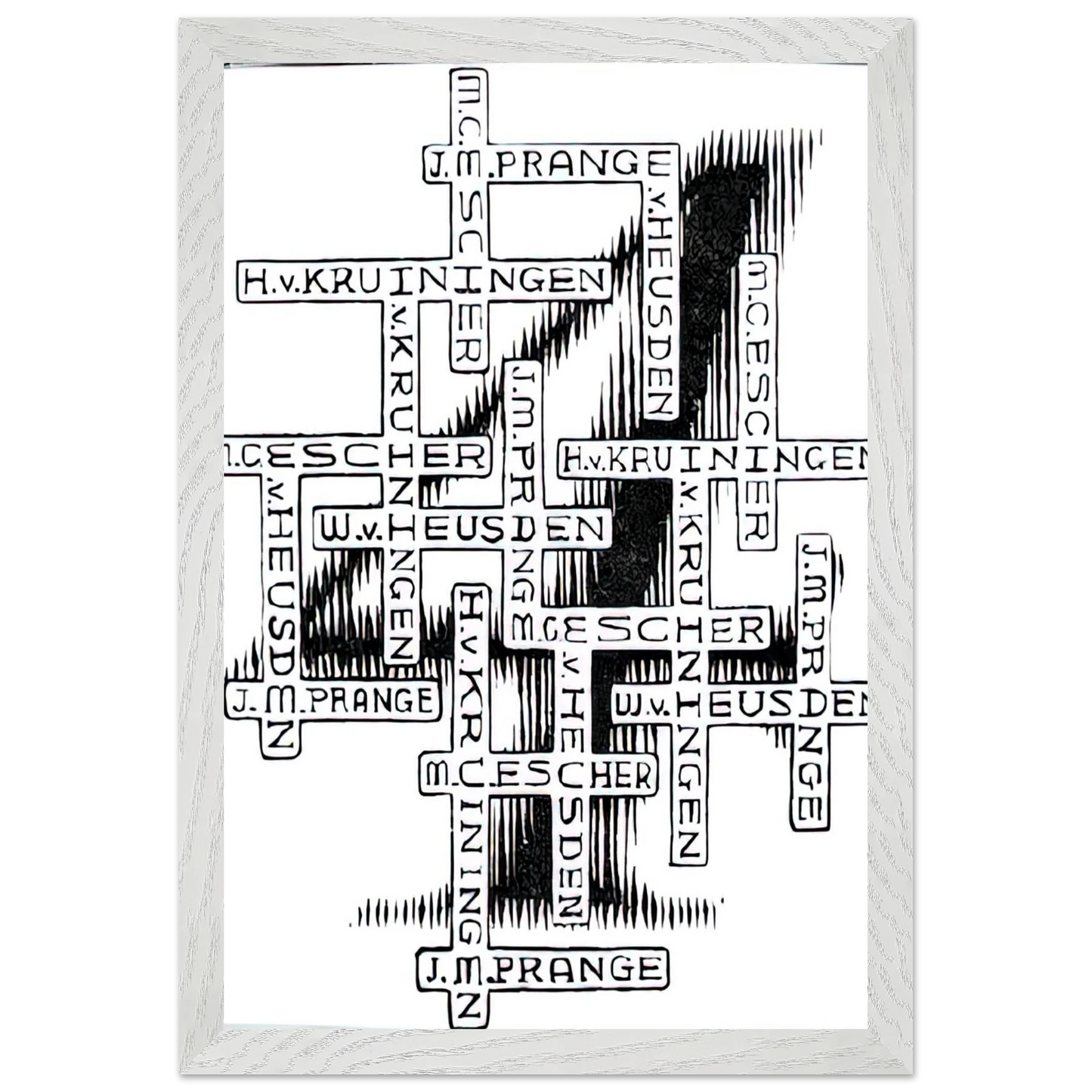 MC Escher - ESCHER (29) Wall Art - 21x29.7 cm / 8x12" - Premium Wooden Framed Poster With Fine Art Paper-canvas - Black frame