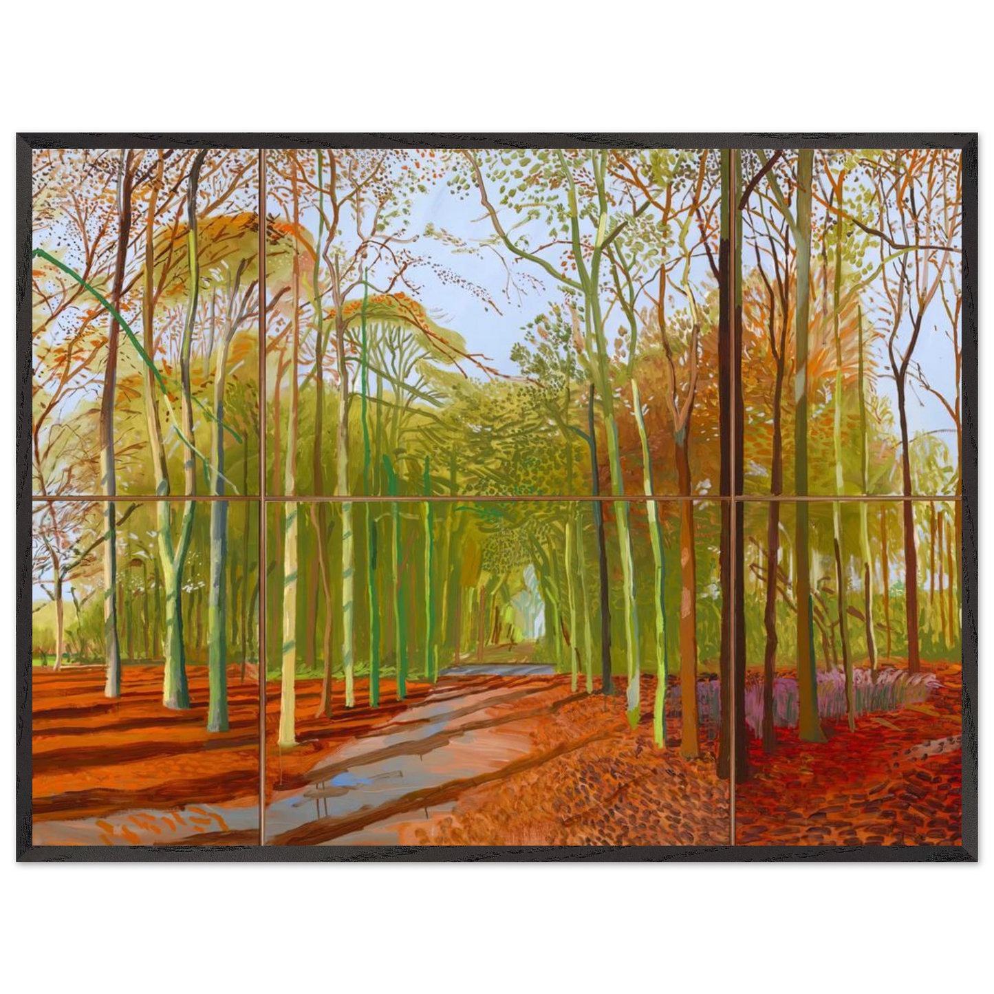 David Hockney - Woldgate Woods, 21, 23 & 29 November 2006 - A2 (42 x 59.4  cm) - Premium Wooden Framed Poster With Fine Art Paper-canvas - White frame