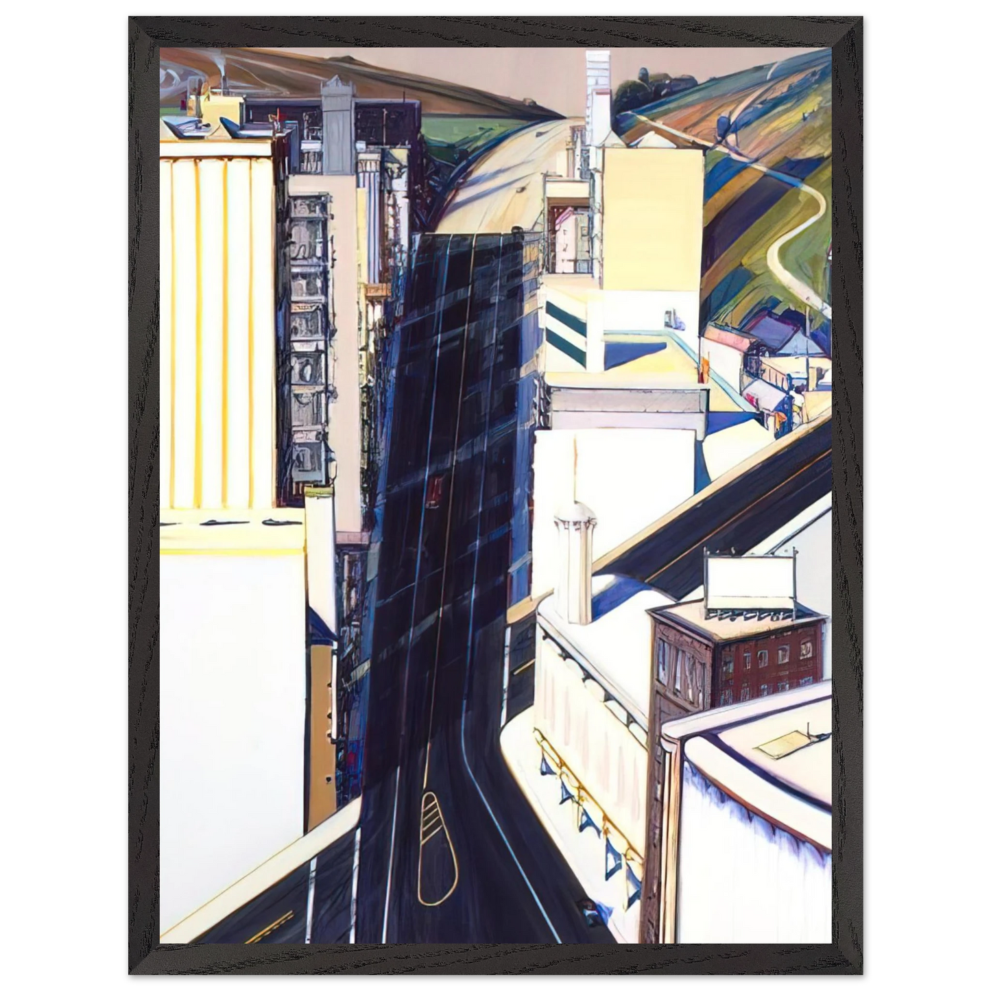Wayne Thiebaud - Sunset Streets - 1985 Wall Art - 30x40 cm / 12x16 inches - Fine Art Poster - -
