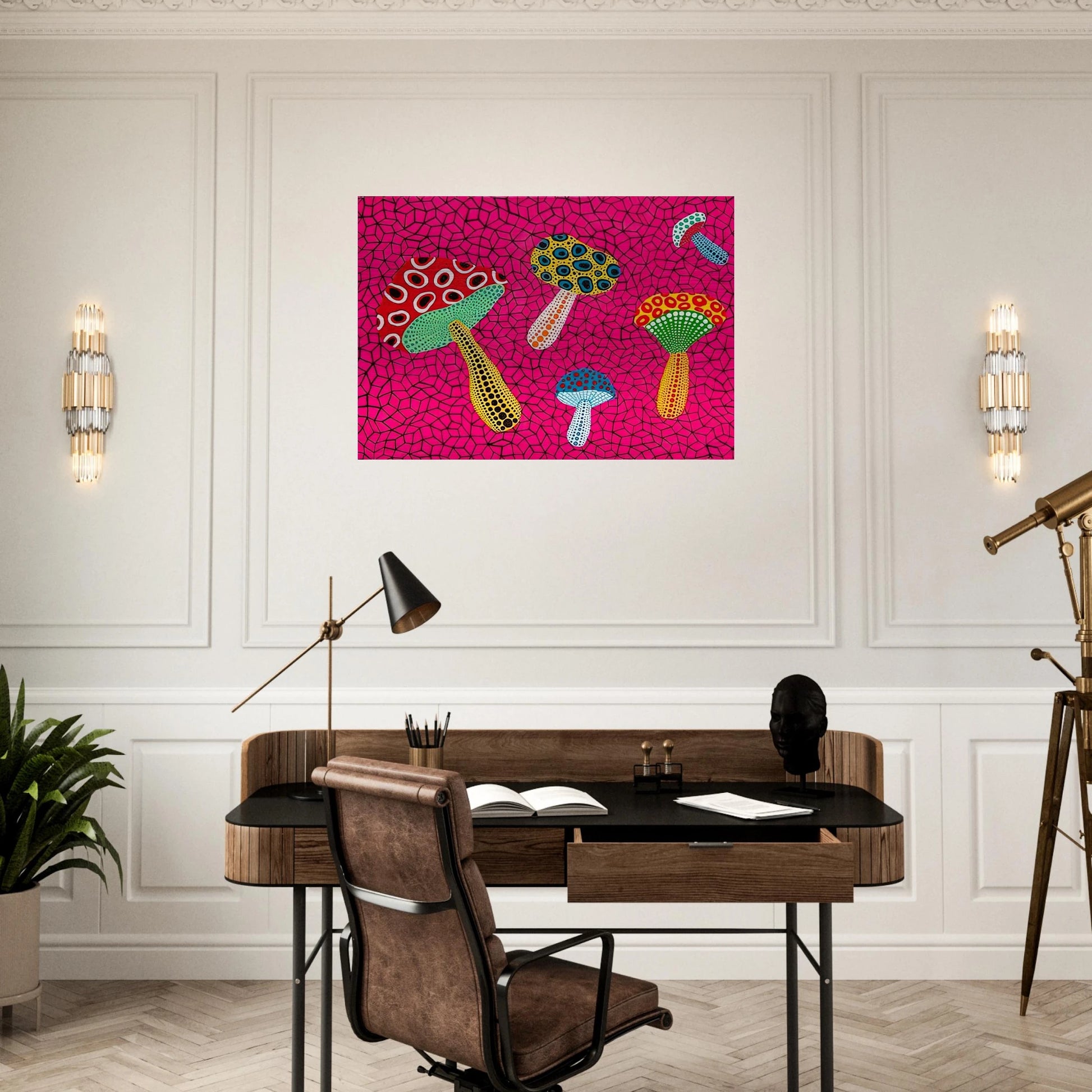 MUSHROOMS 1995 - Yayoi Kusama Brushed Aluminum Print - 70x100 cm / 28x40 inches | Yayoi Kusama Aluminum Print | Yayoi Kusama Prints