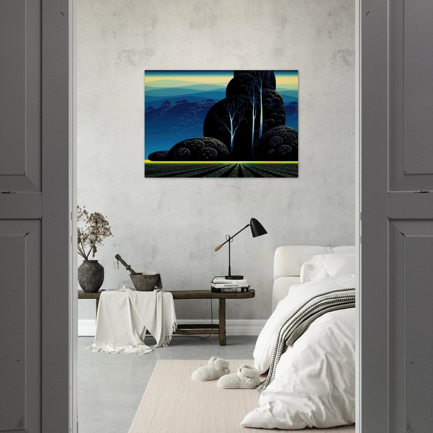 Even Tide - Eyvind Earle Brushed Aluminum Print - 70x100 cm / 28x40 inches | Eyvind Earle Aluminum Print | Eyvind Earle Prints