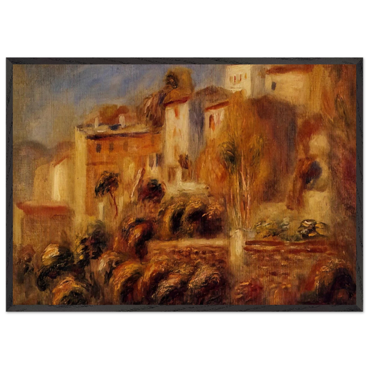 Houses at Cagnes - Pierre-Auguste Renoir 70x100 cm / 28x40 inches Framed Art Print – Black Wooden Frame
