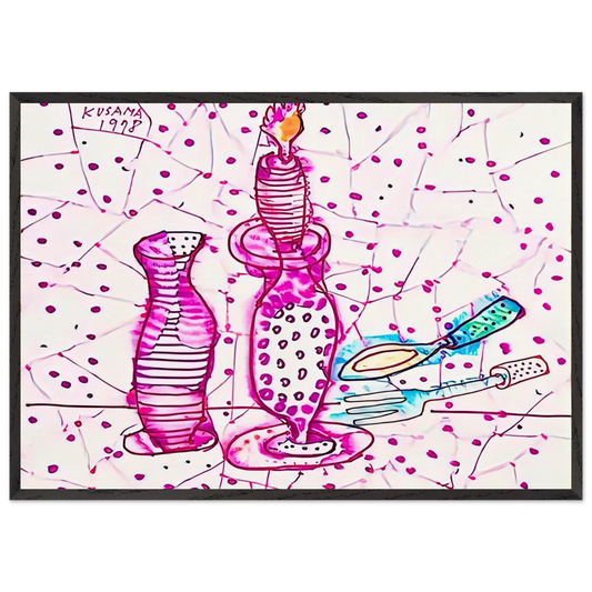 STILL LIFE OF CANDLESTICK 1978 - Yayoi Kusama 70x100 cm / 28x40 inches Framed Art Print – Black Wooden Frame
