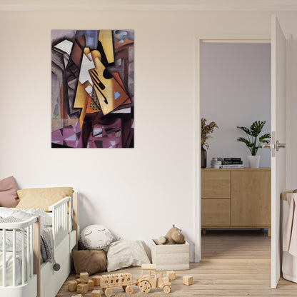 GUITAR ON A CHAIR 1913 - Juan Gris Brushed Aluminum Print - 70x100 cm / 28x40 inches | Juan Gris Aluminum Print | Juan Gris Prints