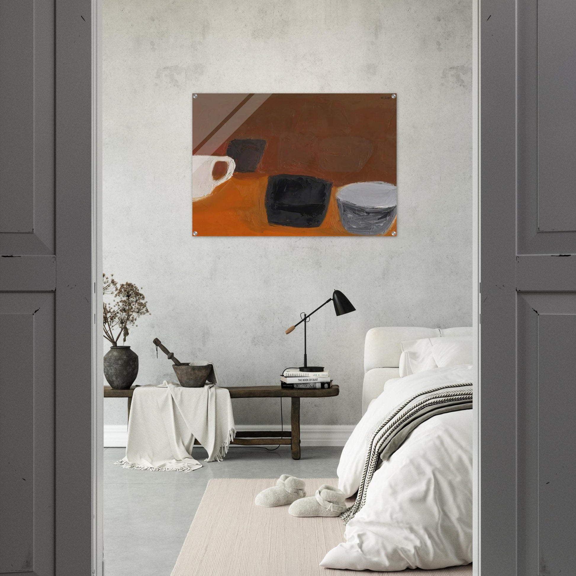 Still Life with White Mug - 1957 - William Scott Acrylic Print - 70x100 cm / 28x40″ inches | William Scott Wall Art | William Scott Prints