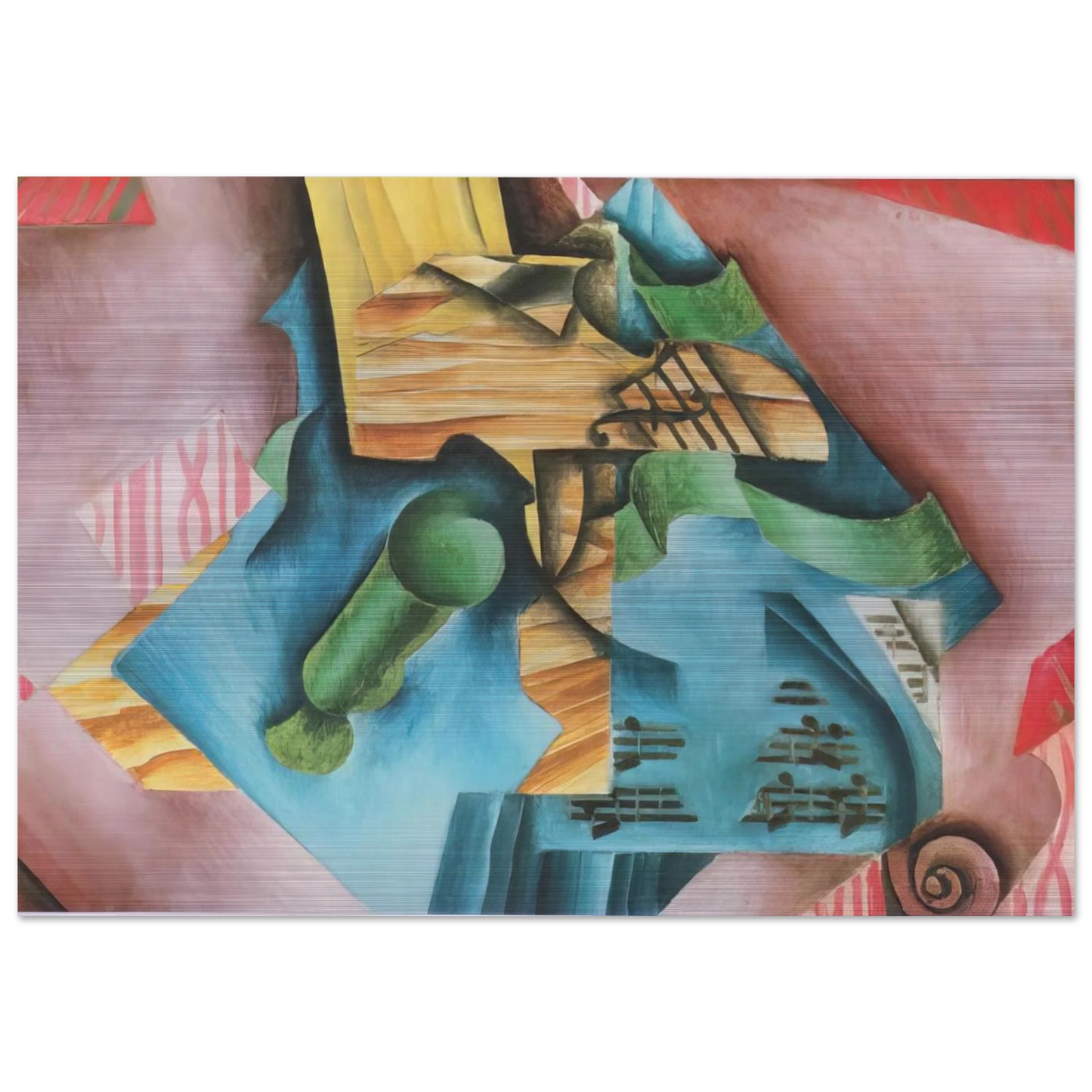 VIOLINE AND GLASS 1913 - Juan Gris Brushed Aluminum Print - 70x100 cm / 28x40 inches | Juan Gris Aluminum Print | Juan Gris Prints
