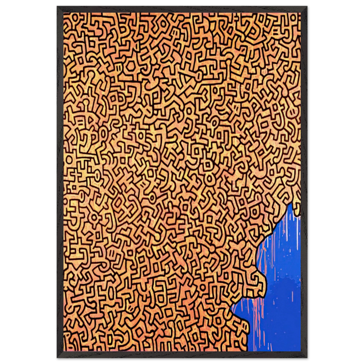 BRAZIL 1989 N2 - Keith Haring 70x100 cm / 28x40 inches Framed Art Print – Black Wooden Frame