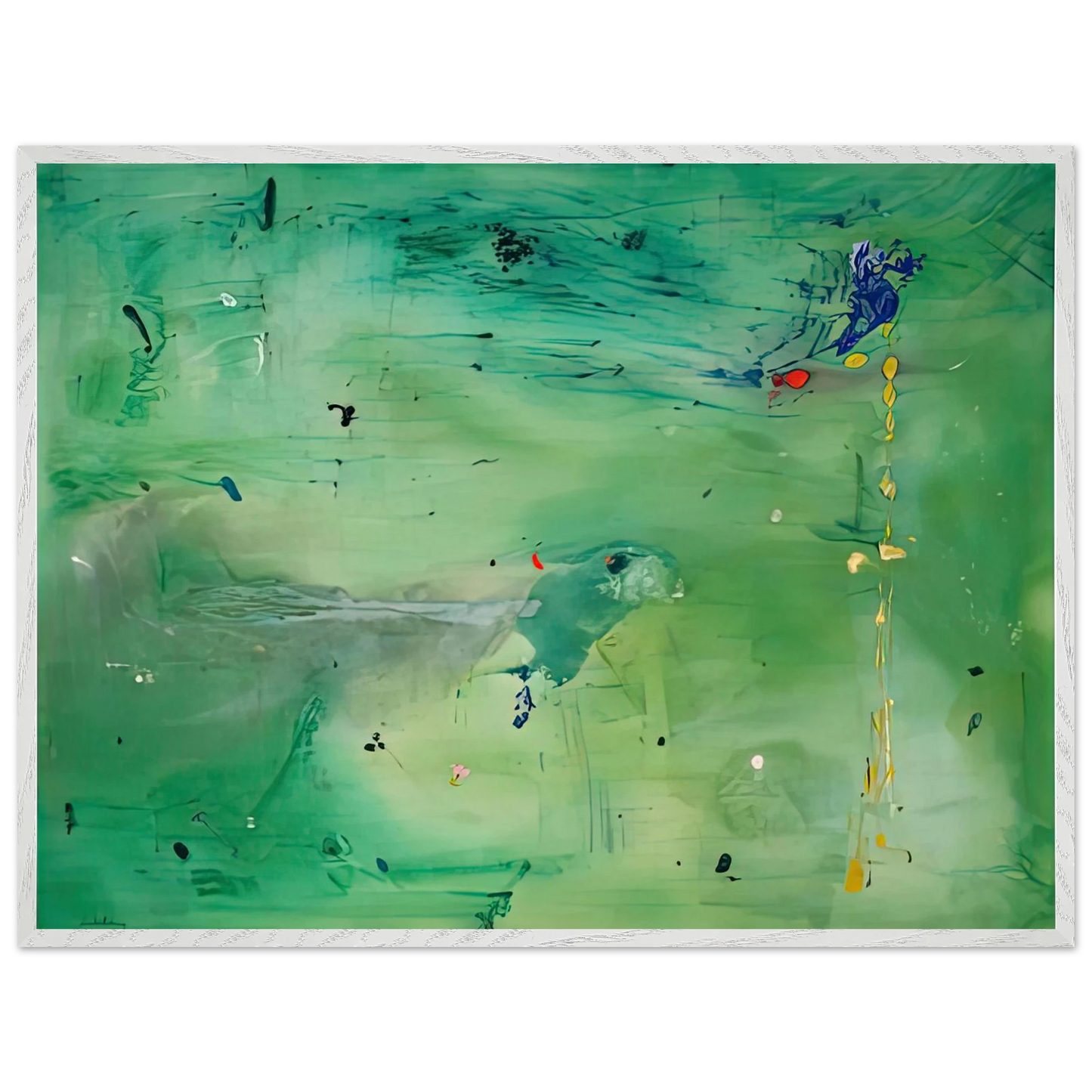 Helen Frankenthaler - A Green Thought in a Green Shade, 1981- Wall Art - 21x29.7 cm / 8x12" - Premium Wooden Framed Poster With Fine Art Paper-canvas - Black frame