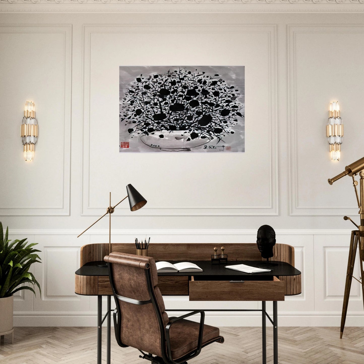 Flower - 2000 - Wu Guanzhong Brushed Aluminum Print - 70x100 cm / 28x40 inches | Wu Guanzhong Aluminum Print | Wu Guanzhong Prints