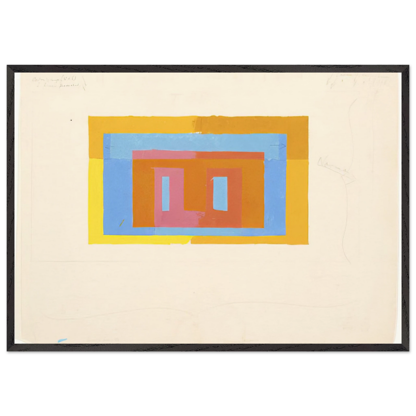 VARIANT ADOBE - Josef Albers 70x100 cm / 28x40 inches Framed Art Print – Black Wooden Frame