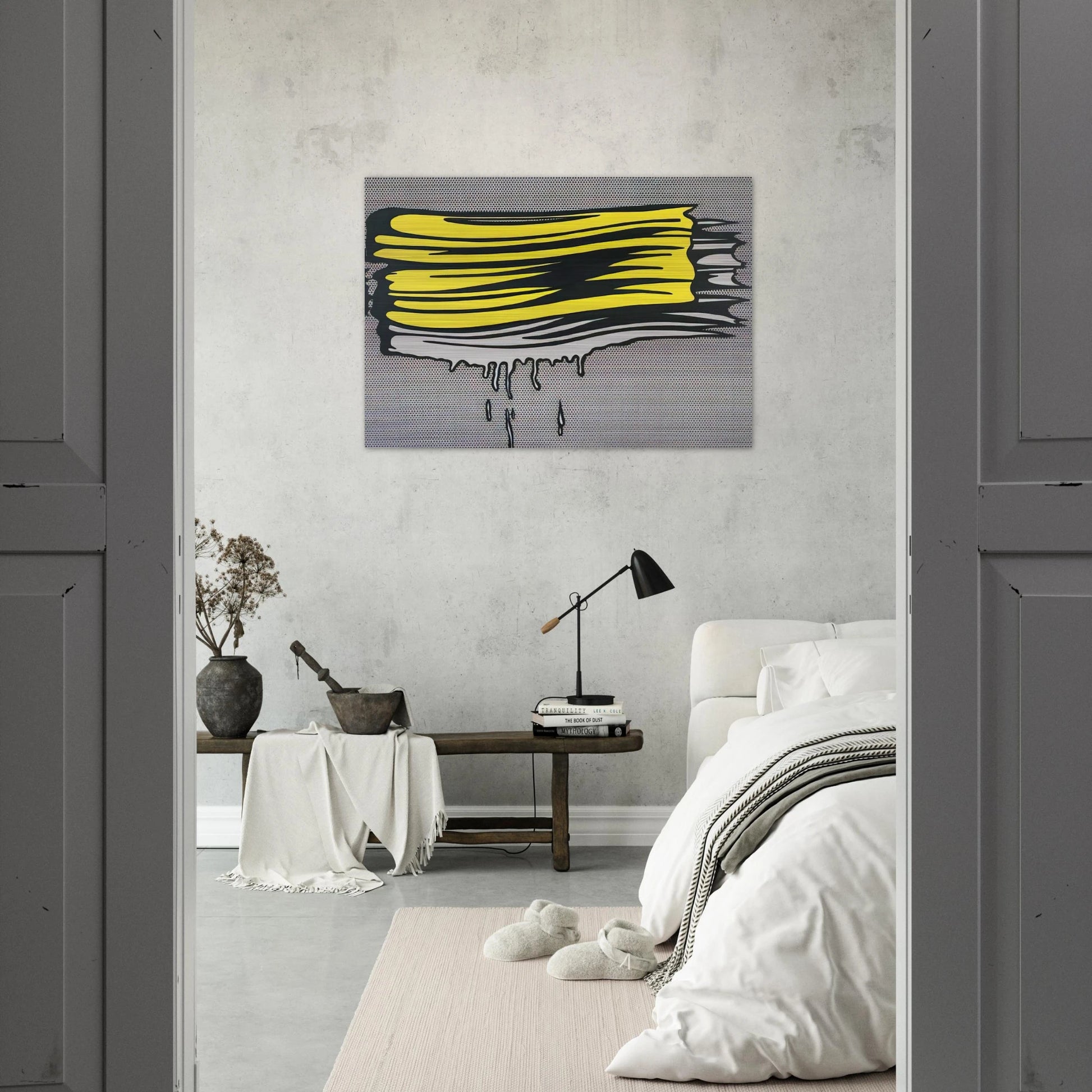 YELLOW AND WHITE BRUSHSTROKES 1965 - Roy Lichtenstein Brushed Aluminum Print - 70x100 cm / 28x40 inches | Roy Lichtenstein Aluminum Print | Roy Lichtenstein Prints