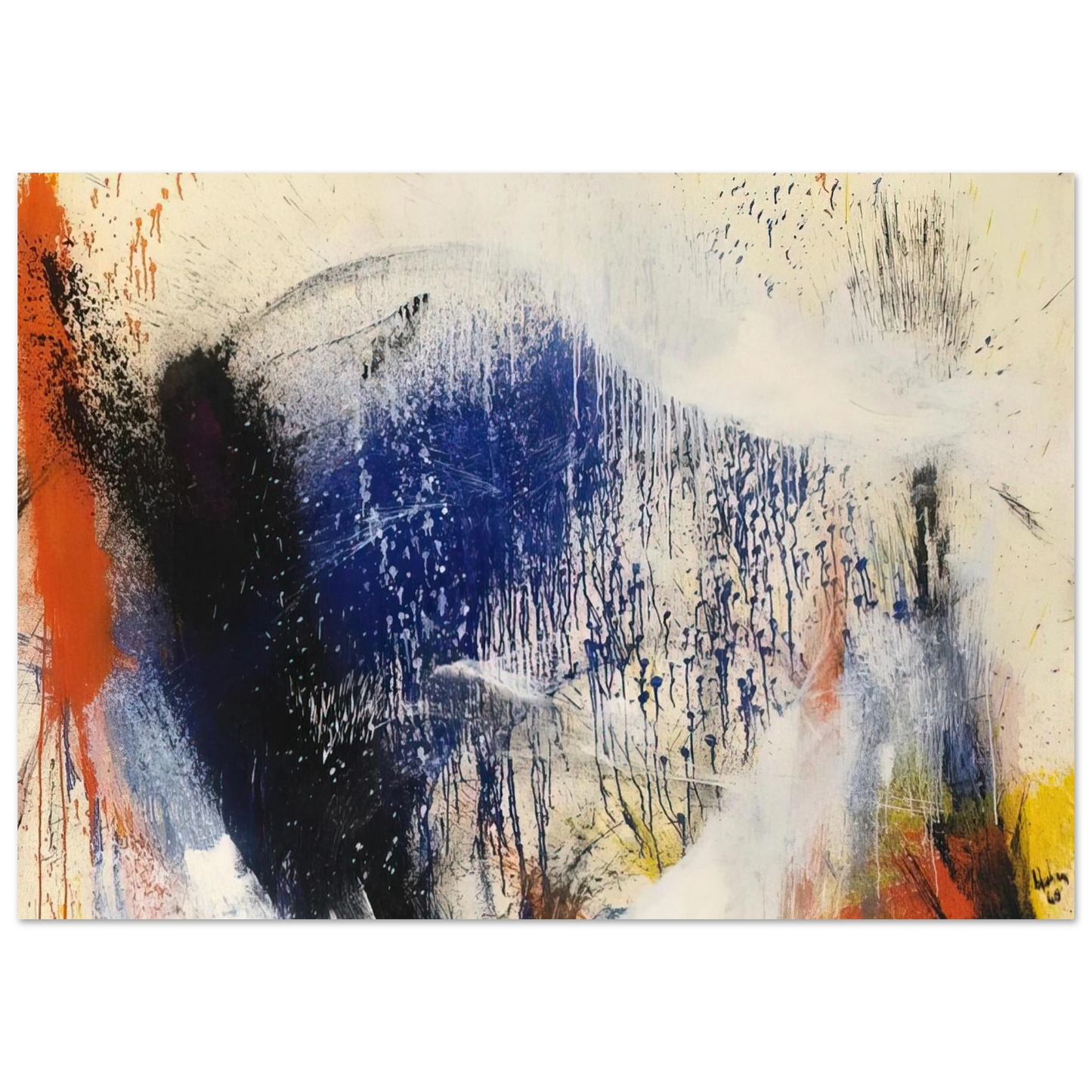 Helen Frankenthaler - Untitled - 1960 Wall art - 70x100 cm / 28x40 inches - Premium Wooden Framed Poster With Fine Art Paper-canvas - White frame