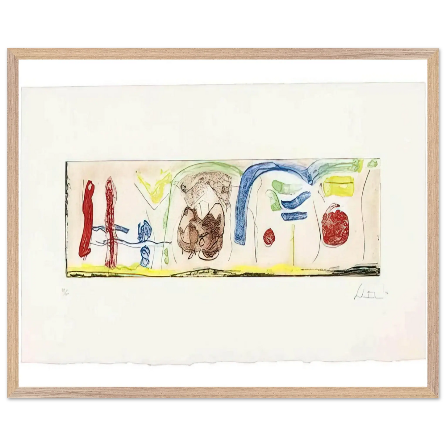 Helen Frankenthaler - Bridges - 1996 Wall art - 15x20 cm / 6x8 Inches - Premium Wooden Framed Poster With Fine Art Paper - Wood frame
