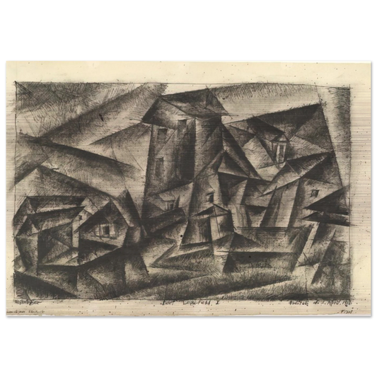 THE VILLAGE OF LEGEFELD I DORF LEGEFELD I 1916 - Lyonel Feininger Brushed Aluminum Print - 70x100 cm / 28x40 inches | Lyonel Feininger Aluminum Print | Lyonel Feininger Prints
