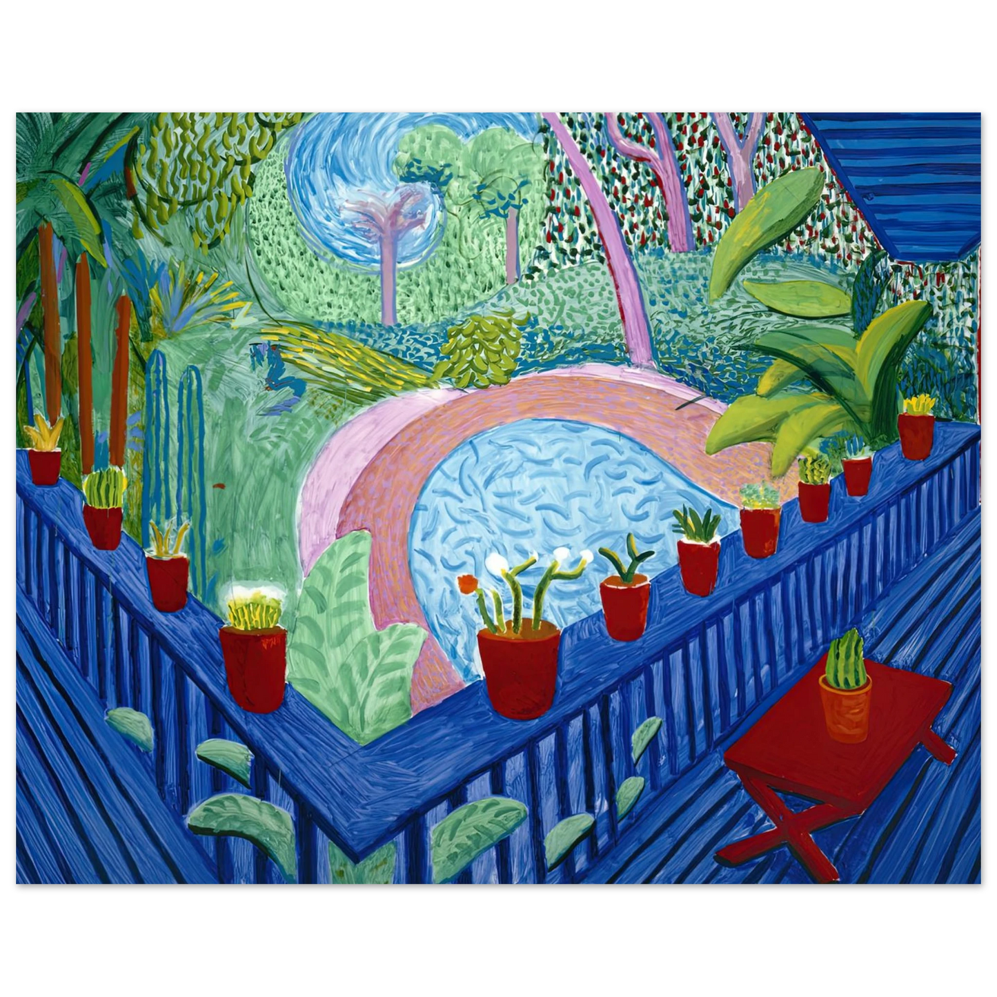 David Hockney - David Hockney Wall art - 28x43  cm / XL (11x17 inches) - Premium Wooden Framed Poster With Fine Art Paper-canvas - White frame