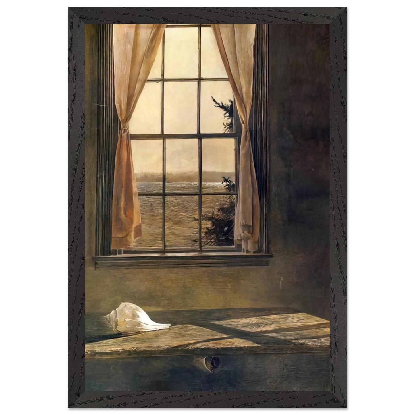 Andrew Wyeth - HER ROOM Wall Art - 21x29.7 cm / 8x12" - Premium Wooden Framed Poster With Fine Art Paper-canvas - Black frame