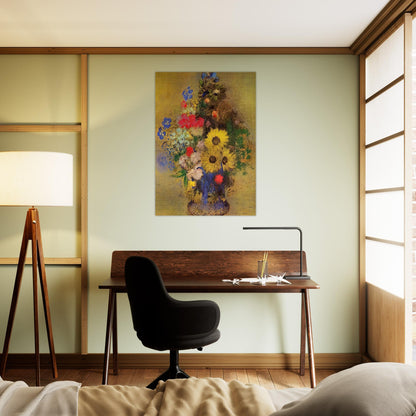 VASE OF FLOWERS 12 - Odilon Redon Brushed Aluminum Print - 70x100 cm / 28x40 inches | Odilon Redon Aluminum Print | Odilon Redon Prints