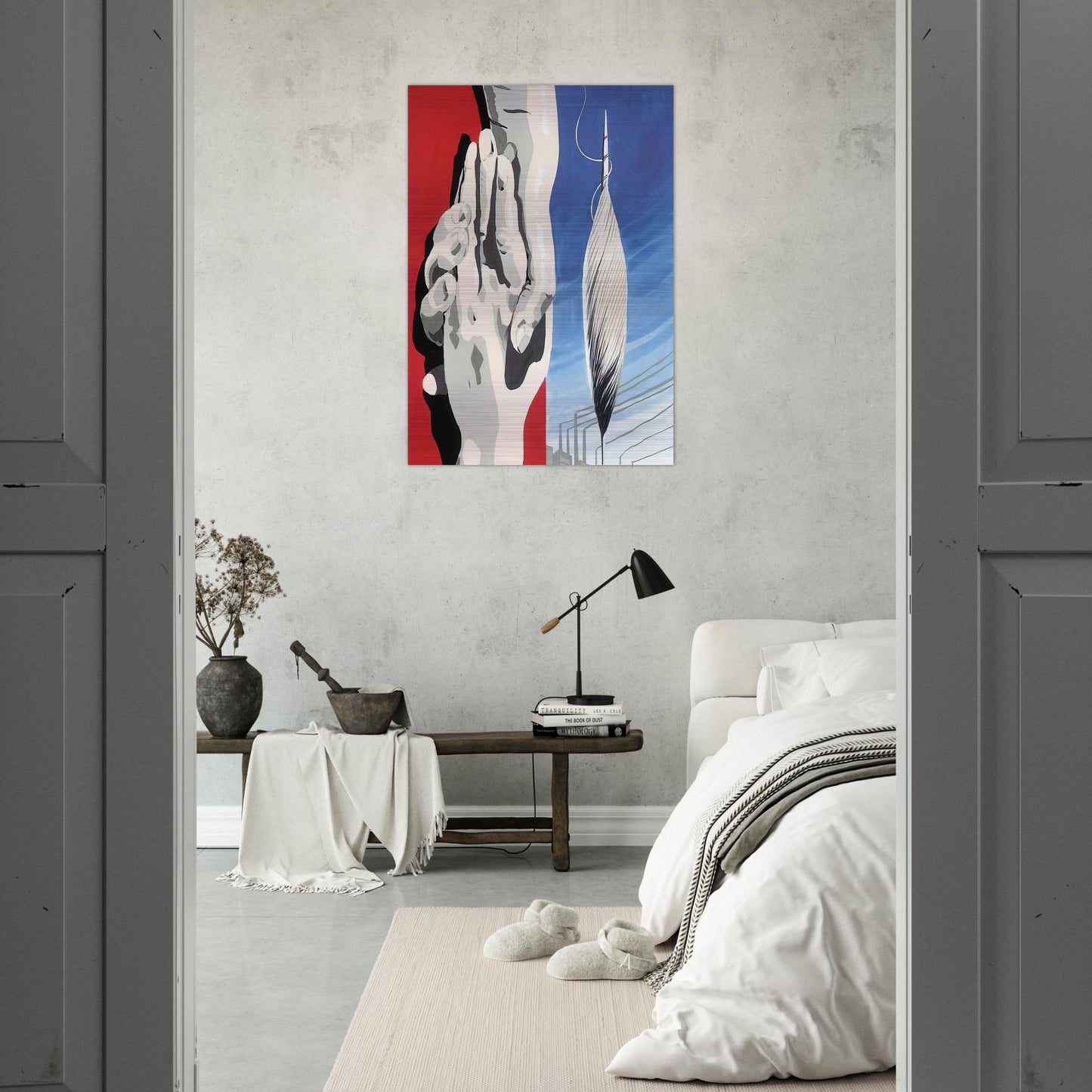 PROJECT OF POSTER THE CENTER OF TEXTILE WORKERS IN BELGIUM 1938 1 - Rene Magritte Brushed Aluminum Print - 70x100 cm / 28x40 inches | Rene Magritte Aluminum Print | Rene Magritte Prints