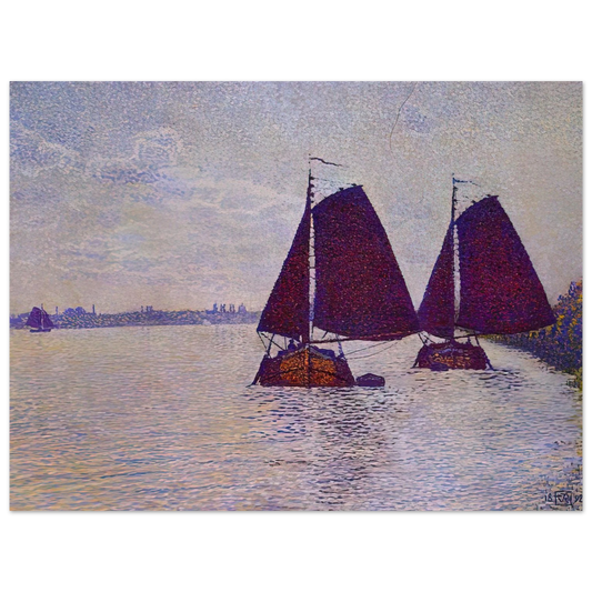 Theo van Rysselberghe - BARGES ON THE RIVER SCHELDT 1892  75x100 cm / 30x40inches Fine Art Poster