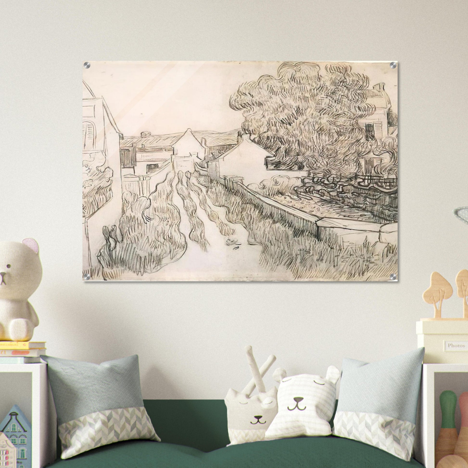 Village Street - Vincent van Gogh Acrylic Print - 70x100 cm / 28x40″ inches | Vincent van Gogh Wall Art | Vincent van Gogh Prints