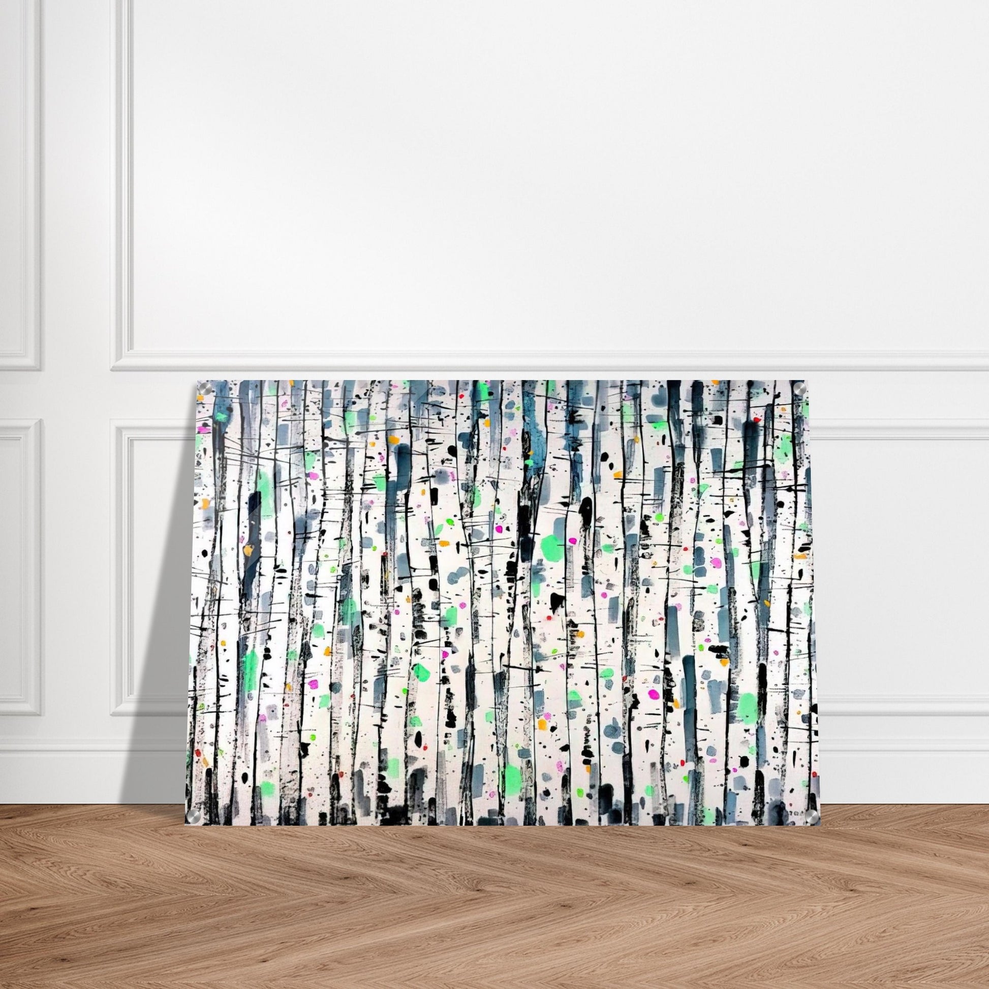 White Poplar Woods - Abstract Expressionism, Ink and wash painting - Wu Guanzhong Acrylic Print - 70x100 cm / 28x40″ inches | Wu Guanzhong Wall Art | Wu Guanzhong Prints